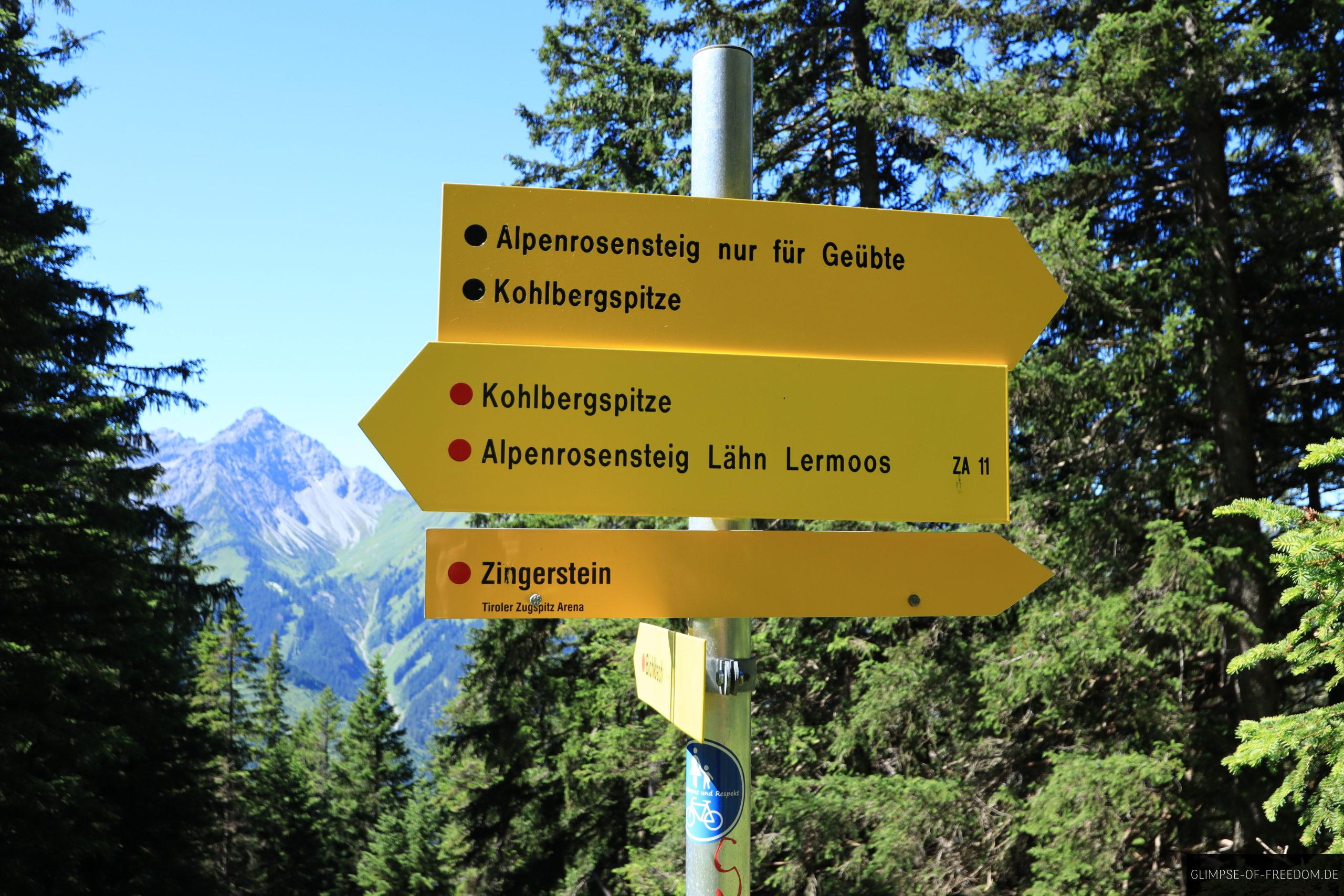 Abzweig schwarze oder rote Route zur Kohlbergspitze