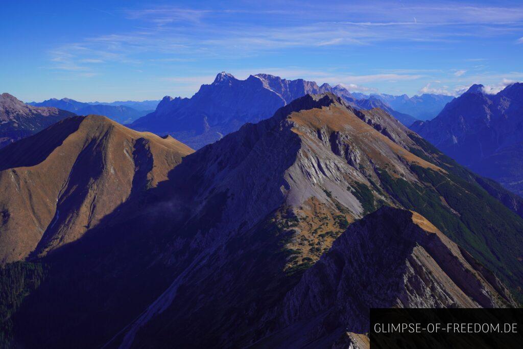 Aussicht auf die Zugspitze vom Roten Stein