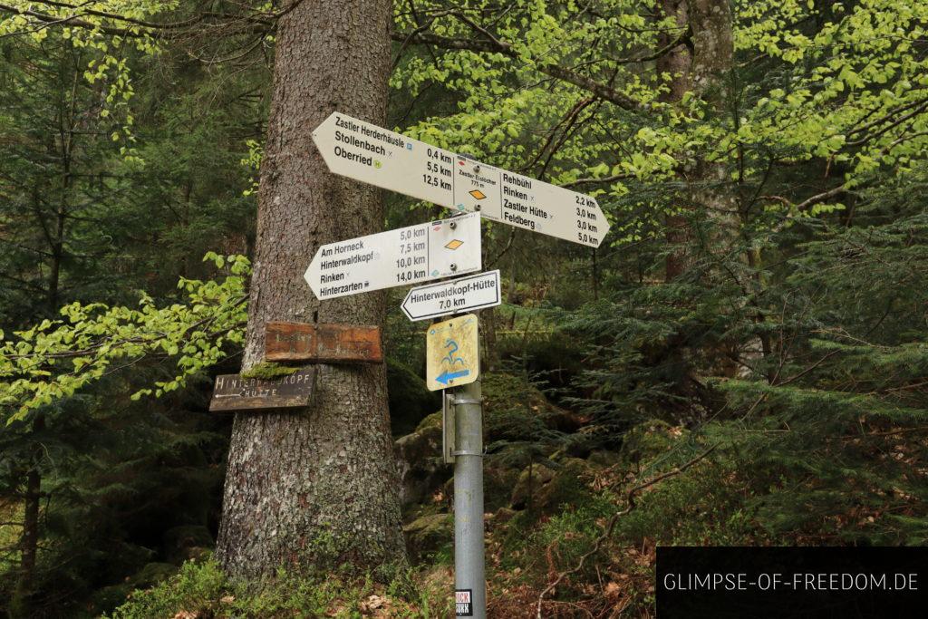 Beschilderung zum Hinterwaldkopf