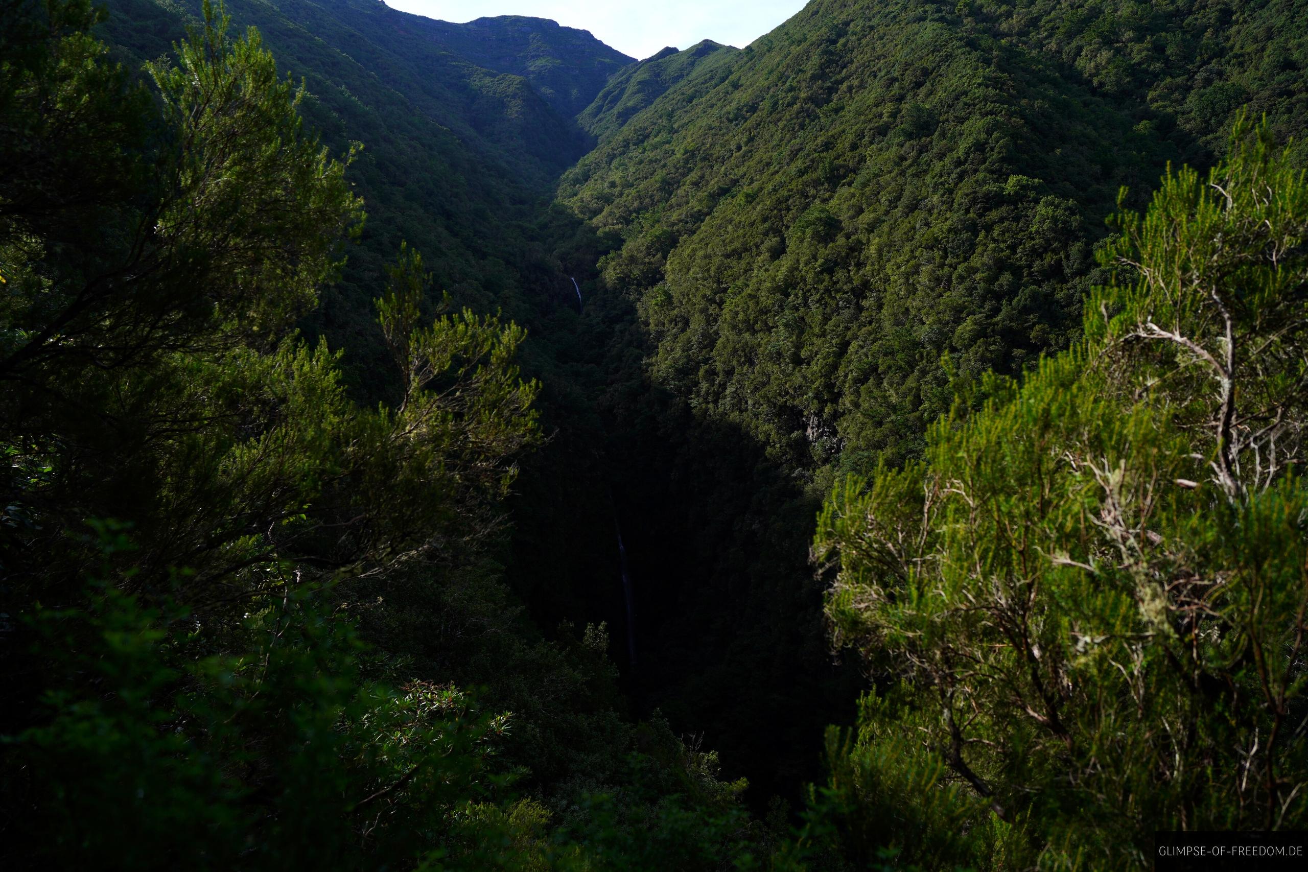 Blick auf einen Wasserfall auf der PR9 Tour Madeira Blick auf einen Wasserfall auf der PR9 Tour (Madeira)