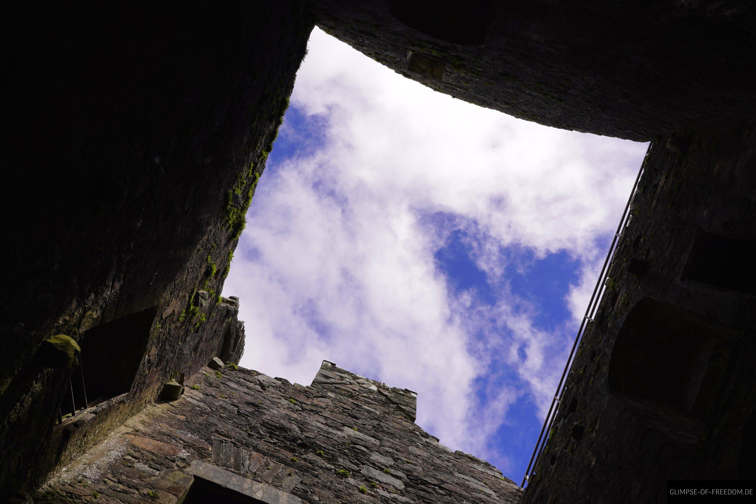 Blick in den Himmel aus dem Carnasserie Castle heraus scaled Blick in den Himmel aus dem Carnasserie Castle heraus