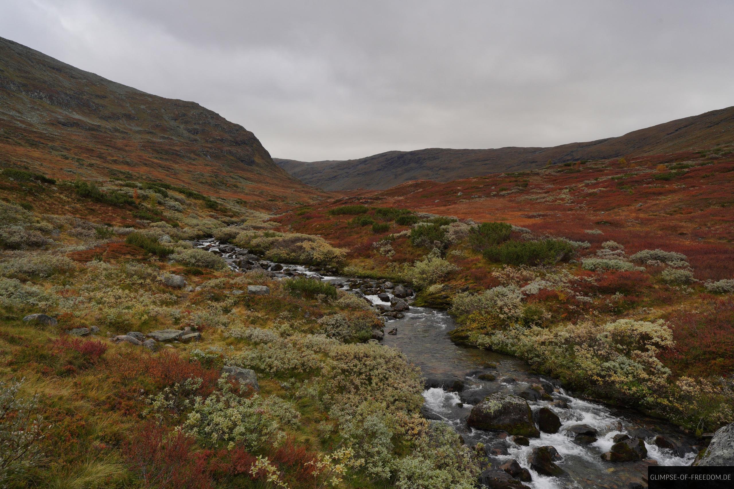 Blick ueber die rote Berglandschaft an der Aurlandsfjellet Strasse Blick über die rote Berglandschaft an der Aurlandsfjellet Strasse