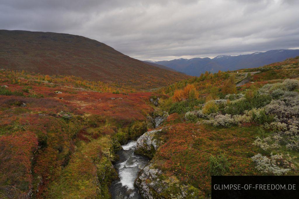 Flusslauf und Berglandschaft am Aurlandsfjellet