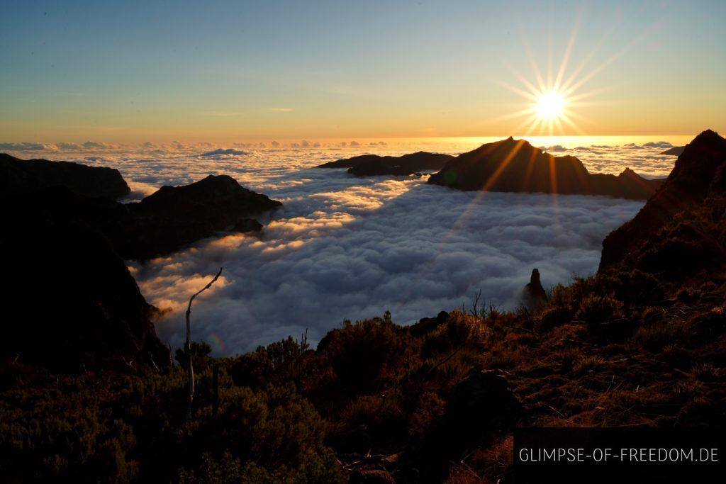 Sonnenuntergang auf der Pico Ruivo Pico Jorge Wanderung