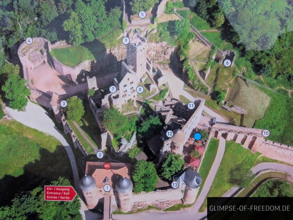 burg wertheim uebersicht nummerierte bereiche