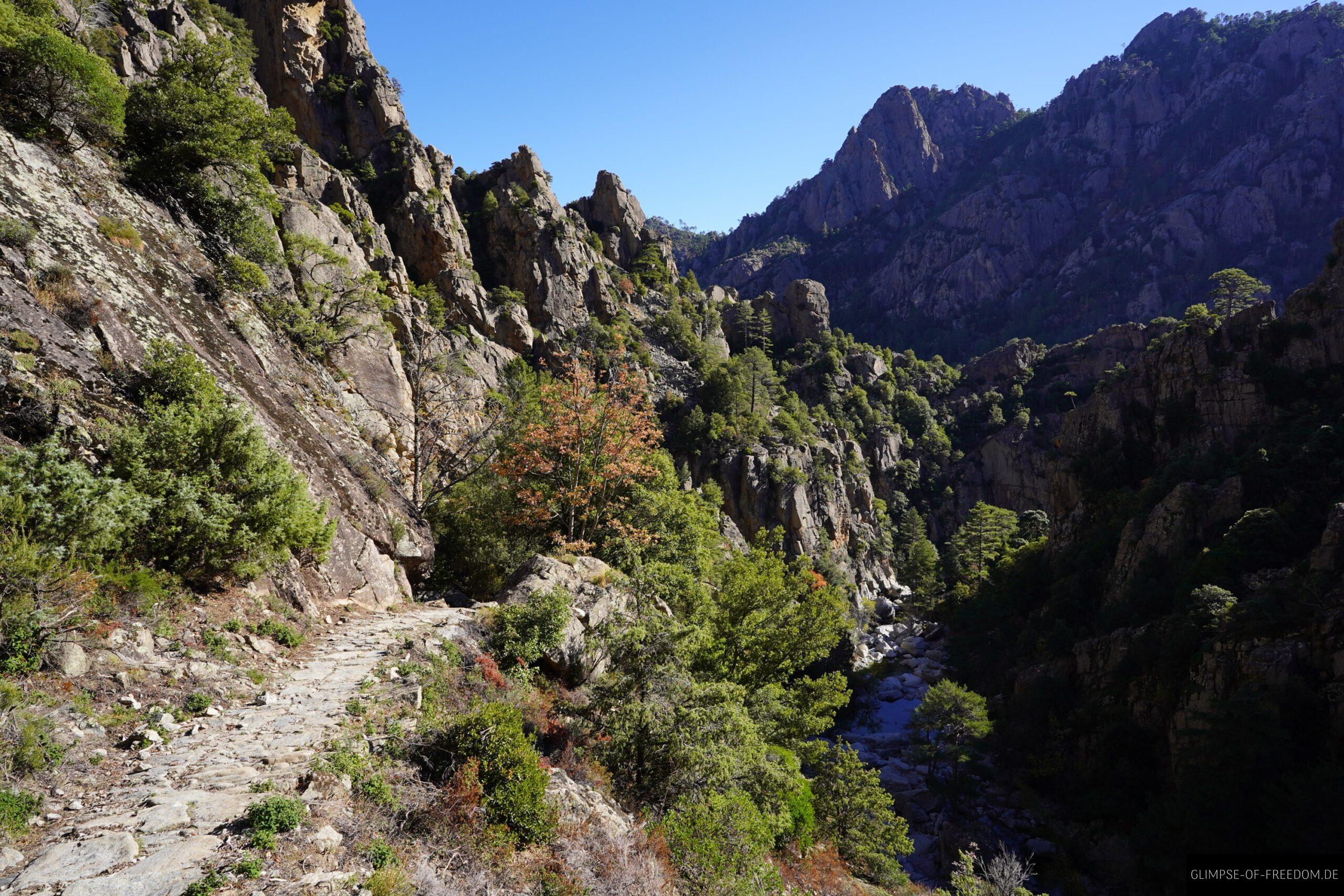 tavignano schlucht wanderung korsika felsen 1 scaled Wanderweg in der Tavignano Schlucht, Korsika, mit Blick auf Felsen und Fluss. Gorges du Tavignano.